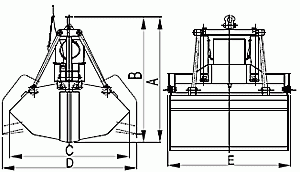 Czerpak elektrohydrauliczny dwułupinowy CV2-1,8