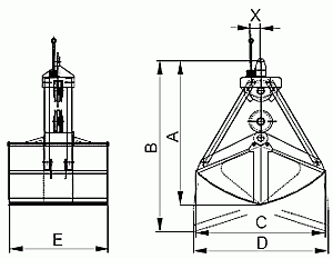 Czerpak mechaniczny dwułupinowy dwulinowy CM2-1,8