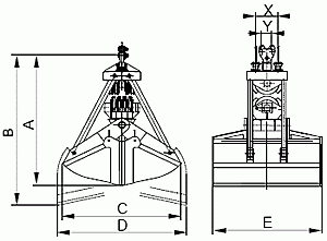 Czerpak mechaniczny dwułupinowy czterolinowy CM4-1,1