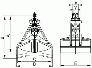 Czerpak mechaniczny dwułupinowy czterolinowy CM4-1,8