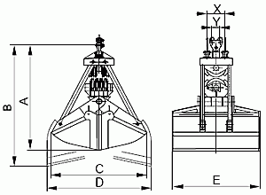 Czerpak mechaniczny dwułupinowy czterolinowy CM4-2,8