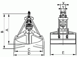 Czerpak mechaniczny dwułupinowy czterolinowy CM4-3,2