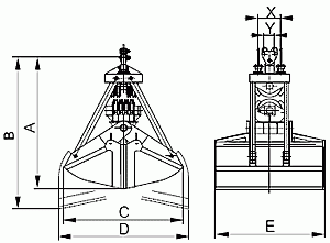 Czerpak mechaniczny dwułupinowy czterolinowy CM4G-0,8