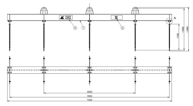 Special lifting beam for reinforcement transport
