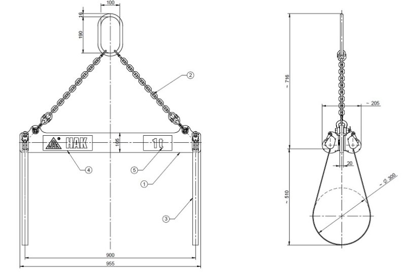 Lifting beam for transporting rod bundles
