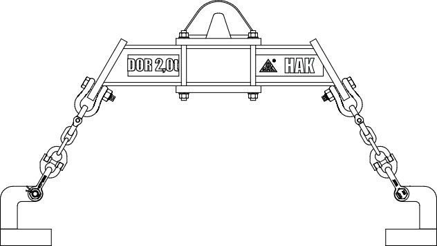 Lifting beam with four suspension hooks