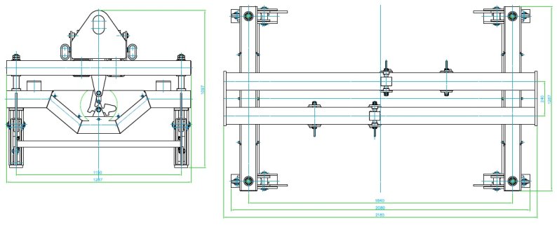 Automatic lifting beam for basket transport