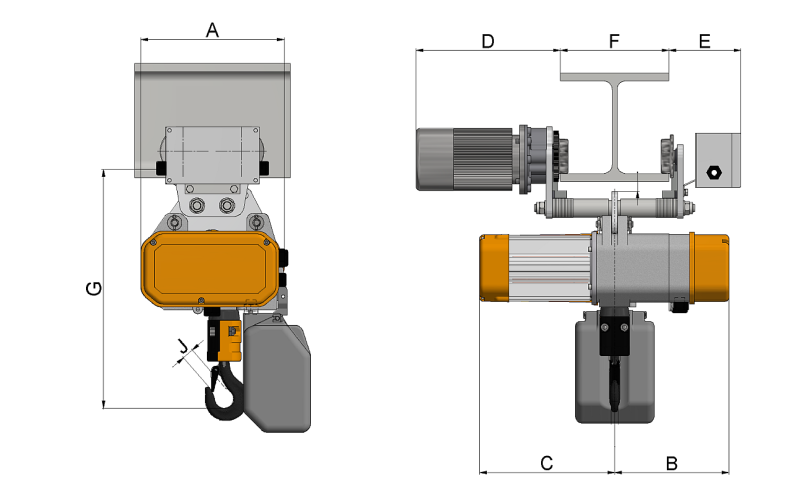 Wciągnik łańcuchowy elektryczny przejezdny wózek elektryczny ELS/ELD 125 - 1000kg