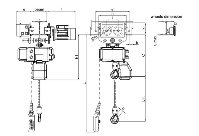 Wciągnik elektryczny elektryczny przejezdny wózek jednobiegowy MH/3 125 - 2000kg