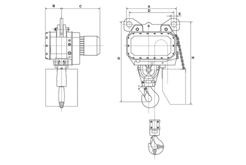 Wciągnik łańcuchowy elektryczny wzmocniony LK 400/24V