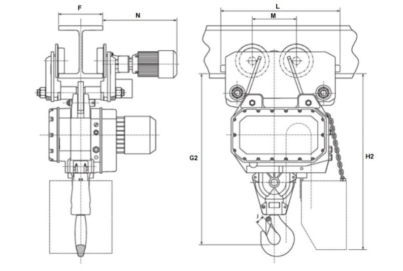 Wciągnik łańcuchowy elektryczny wzmocniony LK 400/24V