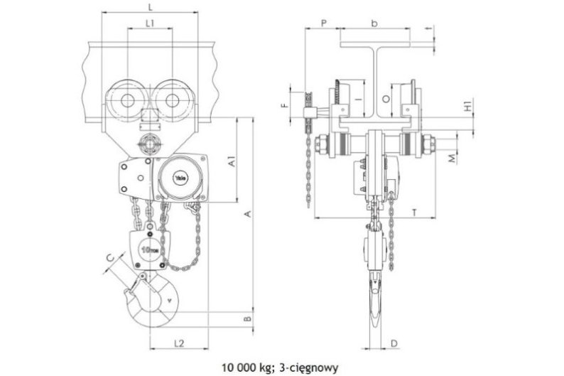 Wciągnik łańcuchowy ręczny 360 MK III [niska zabudowa/wózek mechaniczny]