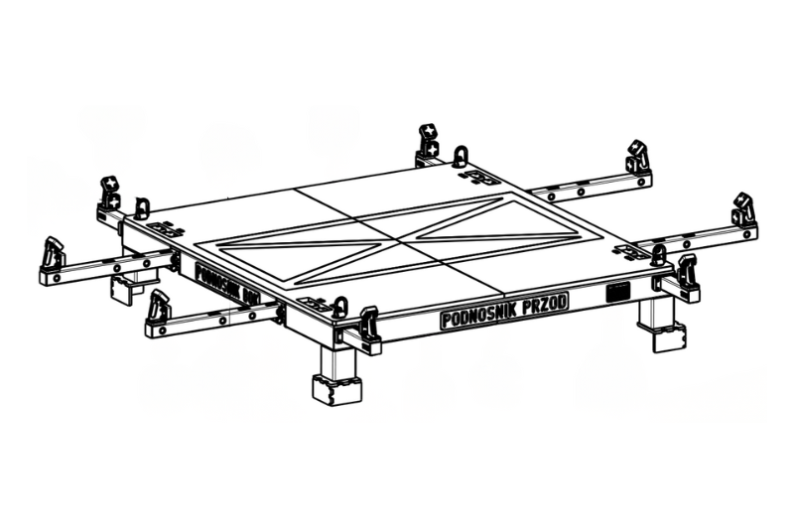 Nakładka na podnośnik nożycowy do montażu skrzyń na podwoziu