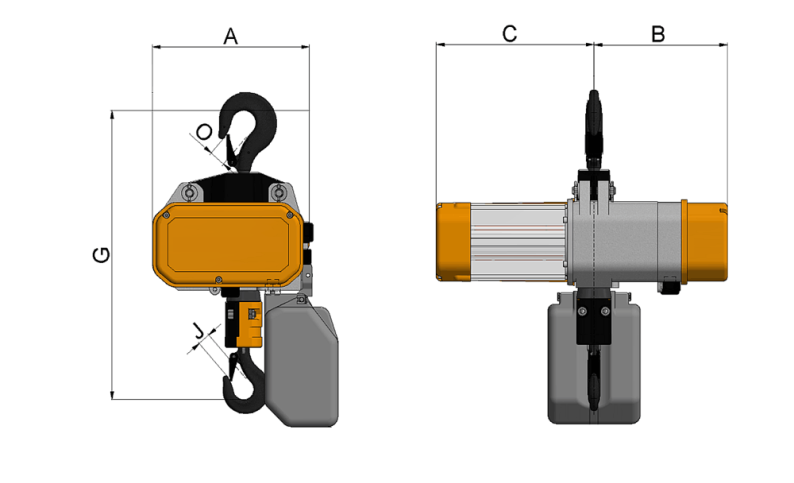 Wciągnik łańcuchowy elektryczny stacjonarny zawieszenie na haku SLH 125 - 5000kg